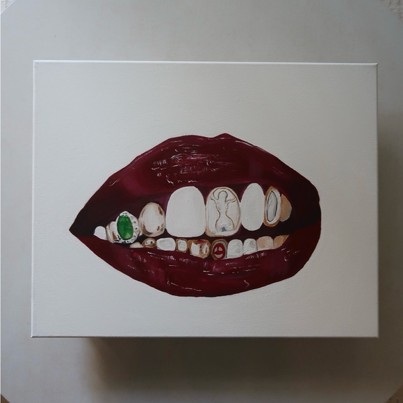 Original Handmade Acrylic Painting Grillz 20x16in
